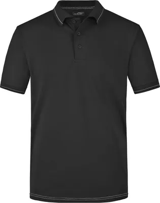 Produktbild von Hochwertiges Poloshirt mit Kontraststreifen black/white, Gr. S