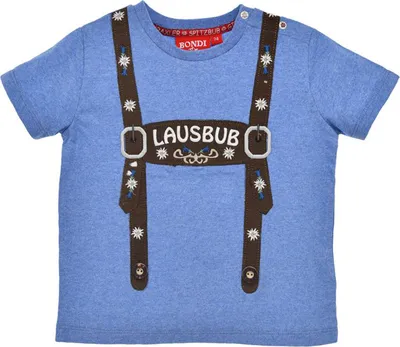 Produktbild von BONDI Jungen T-Shirt Hosenträger "Lausbub" 91833 | Blue melange Größe: 74