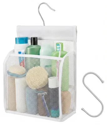 Zdjęcie produktu dla Koszyk prysznicowy wiszący - Siatkowy - 24,5 x 19,5 x 9 cm - Czarny - Do łazienki i prysznica