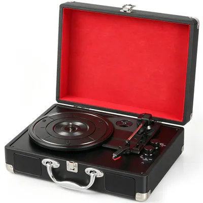 Produktbild von LEADZM Retro Koffer‑Plattenspieler | Tragbarer Vinyl‑Spieler mit Bluetooth, 3 Geschwindigkeiten, integrierte Lautsprecher