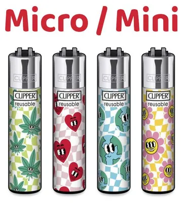 Produktbild von Micro / Mini Clipper Reibradfeuerzeuge 4x Happy Weed