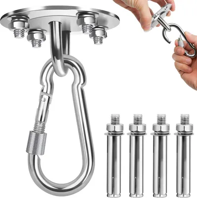 Immagine prodotto di Gancio a soffitto Jiubiaz per sedia sospesa 450kg in acciaio inox gancio per carichi pesanti adatto come supporto a soffitto per asciugamano yoga & sacco da boxe tenda da sole sedile oscillante