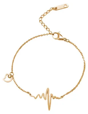Produktbild von FDEETY Herzschlag Armband mit Herz Anhänger Edelstahl Armkette Gliederkette Dame