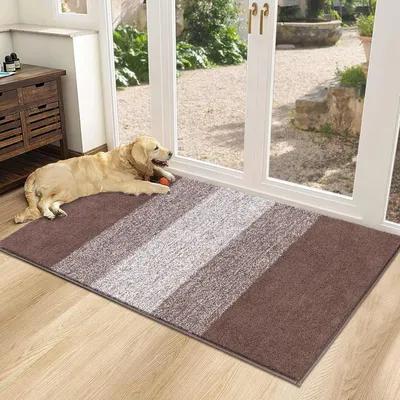 Image de Solidchoice - Paillasson antidérapant lavable, pour intérieur et extérieur (marron, 60x90 cm)