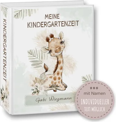 Produktbild von Kindergarten Ordner personalisiert mit Namen und Wunschtext Safaro Giraffe - Meine Kindergartenzeit Kindergartenordner Sammelordner Junge Mädchen