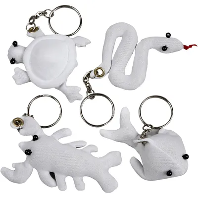 Produktbild von Schlüsselanhänger aus Stoff, Größe 4-8 cm, Weiß, 4 Stk/ 1 Pck [HOB-495023]