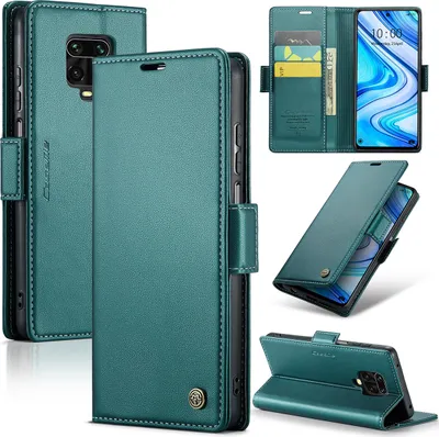 Image de Redmi Note 9 Pro Housse, étui en cuir portefeuille porte carte de protection avec fonction stand pour Xiaomi Redmi Note 9S / 9 Pro / 9 Pro Max vert