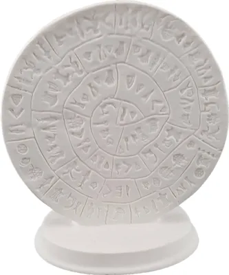 Produktbild von 15,5cm Alabaster Figur minoischer Diskos von Phaistos Kreta Weiß