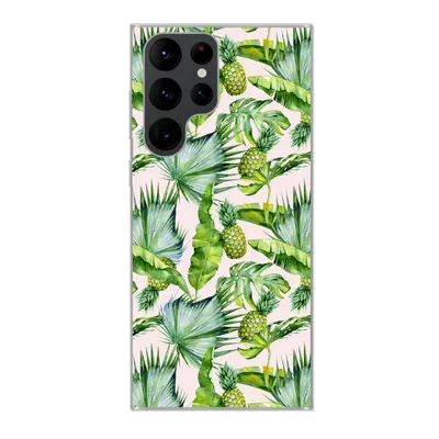 Produktbild von MuchoWow® Handyhülle Schutzhülle Hülle für Samsung Galaxy S22 Ultra Blätter - Ananas - Muster Silikon Softcase Handy Hülle - Abbildung
