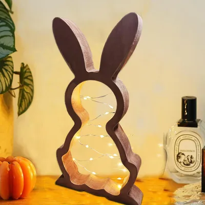 Holz-Osterhase mit LED-Beleuchtung, 30 cm, Osterdeko