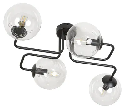 Zdjęcie produktu dla Lampa wisząca BRENDI z czarnego metalu i przezroczystego szkła