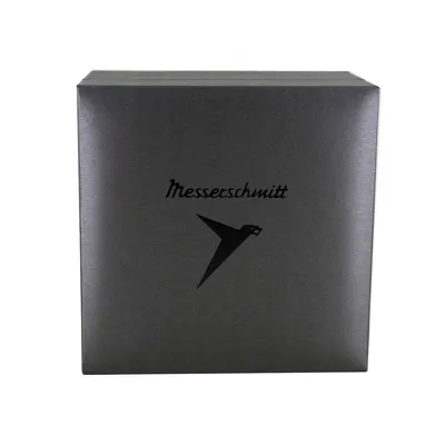 A dark gray box with a logo and text.