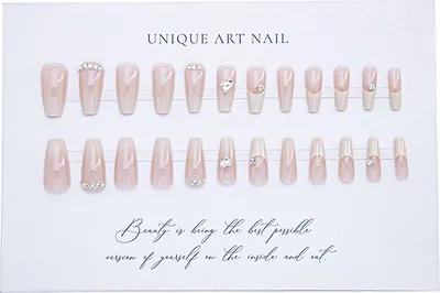 Productafbeelding van INF Lange nagelkunstpatches in Franse gradiëntstijl - Elegant ontwerp