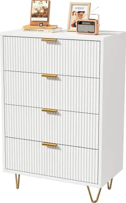 Produktbild von ProximaX Sideboard Weiß mit 4 Schubladen, Moderne Kommode für Esszimmer & Wohnzimmer