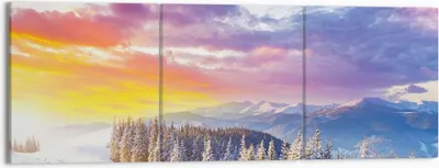 Produktbild von Bild auf Leinwand - Leinwandbild - Berge Schnee Winter - 150x50cm - Wand Bild - Wanddeko - Leinwanddruck - Bilder - Kunstdruck - Wanddekoration - Leinwand bilder - Wandkunst - CA150x50-3605