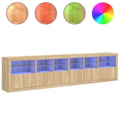 Image de Buffet avec lumières LED chêne sonoma 283x37x67 cm