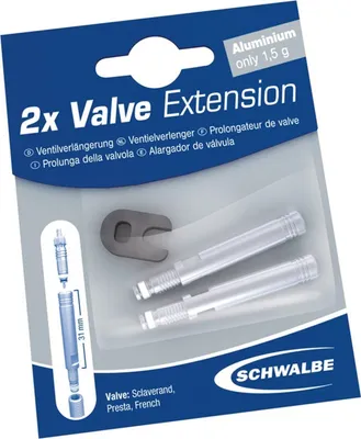 Produktbild von Schwalbe 3453 SV-Ventilverlängerung, 17 mm, Aluminium, silber (2er Pack)
