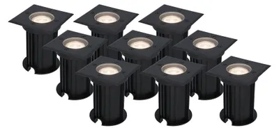 Produktbild von hoftronic LED Bodeneinbaustrahler 9x 4W 345lm 4000K GU10 Schwarz IP67