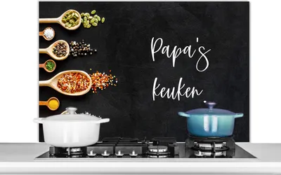 Produktbild von KitchenYeah®  Spritzschutz Küche - Küchenrückwand - Wandschutz für Herd und Spüle - Zitate - Sprichwörter - Küche - Papa 100x65 - Alu-Dibond (Alternative zum Spritzschutz aus Glas) - Hitzebeständig -