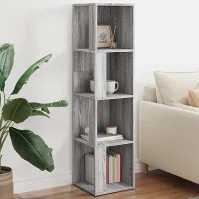 Image de Durable Vitrine Étagère d'angle Gris Sonoma 33x33x132 cm Bois composite - Commodes Octo8694986 1parcel