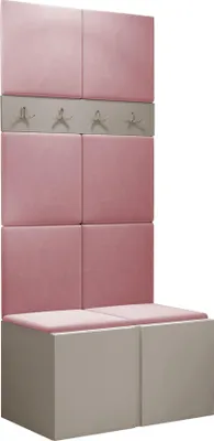 Produktbild von MIRJAN24 Garderoben-Set Orion IV, Garderobe mit Sitzbank mit 8 x Wandpanel 42x42 (Farbe: Cashmere, Manila 09)