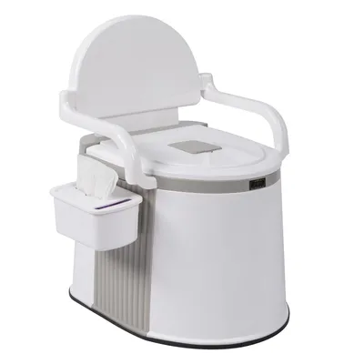 Produktbild von FCH Campingtoilette mit Schubladenbox und Antirutschmatte, Nottoilette, tragbare Toilette, mobile Toilette, 5L, 52,5 x 42,5 x 66 cm, Off-White