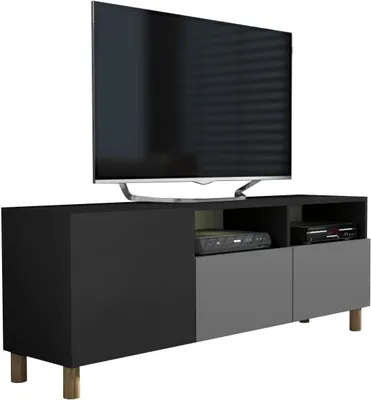 Zdjęcie produktu dla szafka rtv pod telewizor 150cm czarny mat szary mat na nóżkach