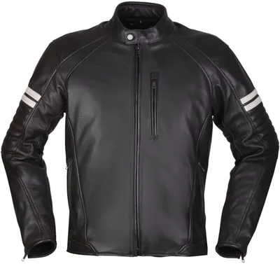 Image de Modeka, veste en cuir pour moto, modèle août 1975, noir et blanc, taille S