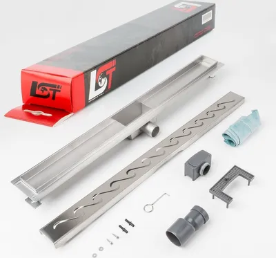 Produktbild von Duschrinne Wellen 800 x 70 mm höhenverstellbar Bodenablauf Duschrost Duschgitter