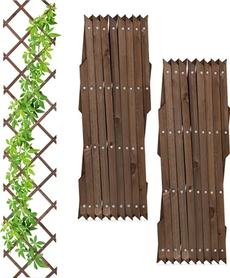 Produktbild von Relaxdays Rankgitter, ausziehbar, 3er Set, Rankhilfe für Kletterpflanzen, 180 cm, Garten, Balkon & Terrasse, Holz, braun