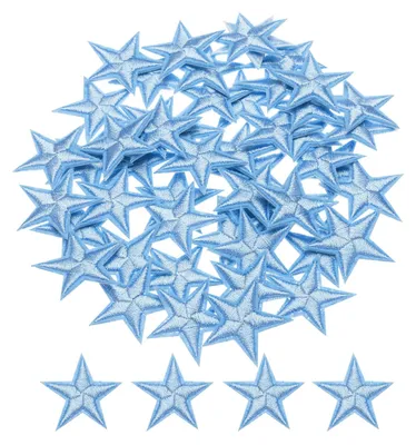 Produktbild von Sterne Flicken zum Aufbügeln - 50 Stück bestickte Aufnäher - DIY Dekoration für Kleidung Jeans Rucksäcke und Hüte - Blau 2,9 cm