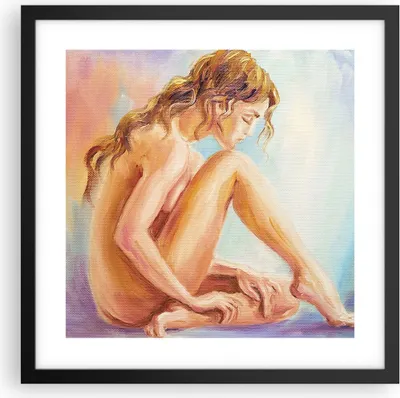 Produktbild von Gerahmtes Poster - Schwarzer Rahmen - Frau Nacktheit Abgesehen von - 40x40 cm - Wand Bild - Wanddeko - Wandbilder - Wandposter - Bilderrahmen - Bilder - Kunstdruck - Wandbild - P2BAC40x40-4174