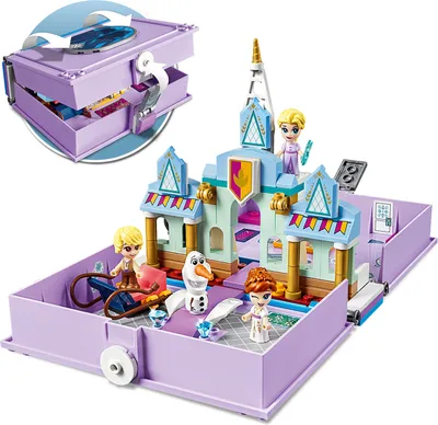 Produktbild von LEGO 43175 Disney Princess Annas und Elsas Märchenbuch Spielzeug aus Frozen 2, Eiskönigin Schloss mit Figur von Olaf und Mini-Puppen der Prinzessinnen