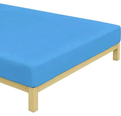 Imagen del producto de Sábana de algodón, color azul medio. Tamaño: 90x200 cm