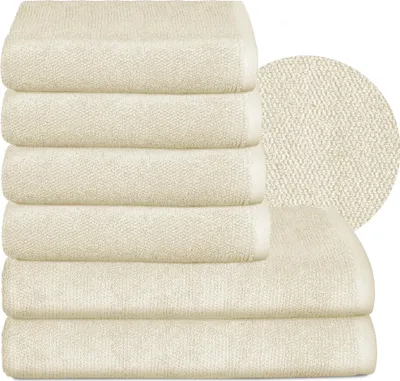 Produktbild von BEAUTEX Handtuch-Set Premium Frottier Sets,  Europe, 100% Baumwolle 550g/m², Oeko-TEX ,Creme,Set: 4 Hand-, 2 Badetücher