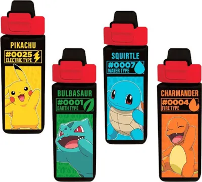 Produktbild von Pokémon Wasserflasche Quadratisch Trinkflasche Ideal für unterwegs, perfekt für Schule und Freizeit