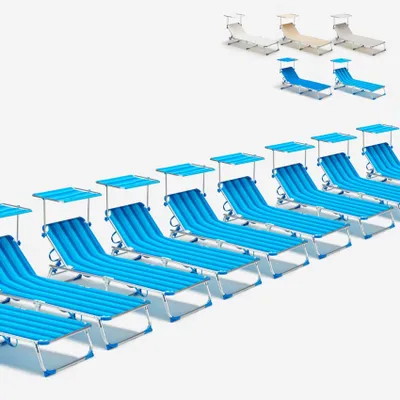 Produktbild von 24 Liegen Klappbar Meer mit Sonnendach California Stock - Blaue Streifen