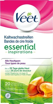 Produktbild von Veet Kaltwachsstreifen Beine essential inspirations alle Hauttypen 20 Stück