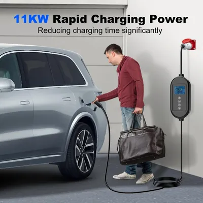 Obrázok produktu pre Nabíjací kábel pre elektromobil - nabíjačka typu 2 - prenosná nabíjačka - domáca nabíjačka - trojfázový nabíjací kábel - 11 kW