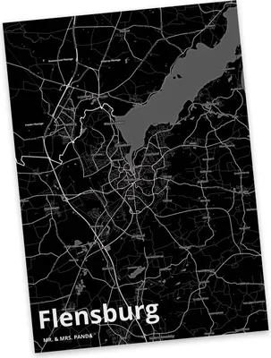 Produktbild von Mr. & Mrs. Panda Postkarte Flensburg - Geschenk, Stadt, Grußkarte, Postkarten, Fotokarte, Dorf Karte Landkarte Map Stadtplan, Ansichtskarten, einzelkarte