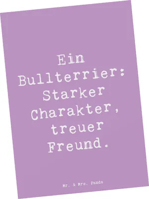 Produktbild von Mr. & Mrs. Panda Postkarte Spruch Bullterrier Freund - Lavendeltraum - Geschenk, Hunderasse, Hunderassen Pflege, Grußkarte, Ansichtskarte, besonderer Begleiter, treue