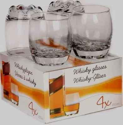 Produktbild von 4 x 255ml Short Whiskey Glass Wine Tumbler Set Rounded Bourbon Glasses