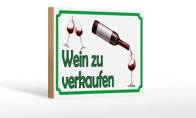 Produktbild von Holzschild Hinweis 18x12cm Wein zu verkaufen Alkohol