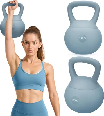 Produktbild von Gymtek® Weiche Kettlebell Hantel - 12kg Gewicht - Kugelhantel, Schwunghantel, Kugelgewicht für Home Gym, Fitness, Pilates, Krafttraining