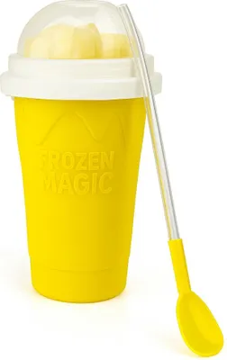 Zdjęcie produktu dla Kubek do lodów sorbetów mrożonych napojów smoothie prosta obsługa żółty