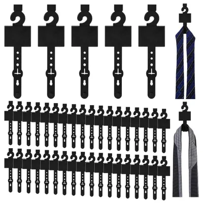 100 Kunststoff-Krawattenhänger, schwarz, 145x40 mm, Schrank-Organizer
