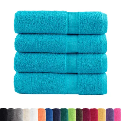 Image de vidaXL Serviettes de bain premium SOLUND 4 pcs. Turquoise 100x150 cm 600 g/m
