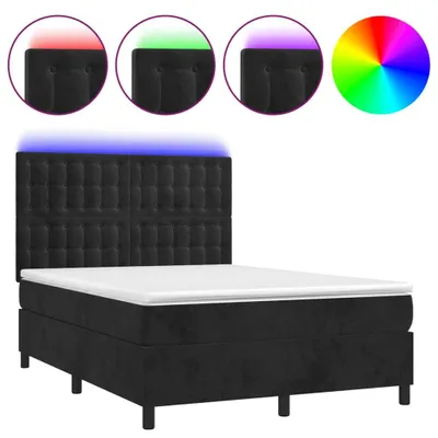 Produktbild von vidaXL Boxspringbett mit Matratze & LED Schwarz 140x200 cm Samt