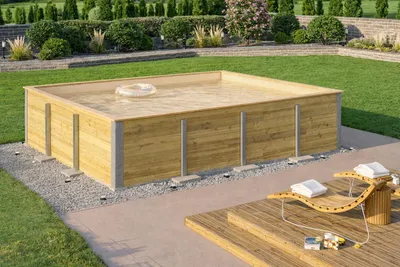 Produktbild von Massivholzpool Siargao Gr. 2, Folie Sand, 45 mm Wandstärke