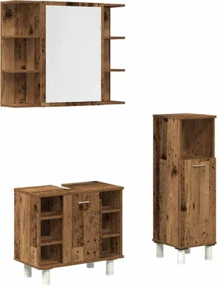 Immagine prodotto di vidaXL Set di mobili da bagno a 3 pezzi in materiale di recupero a base di legno